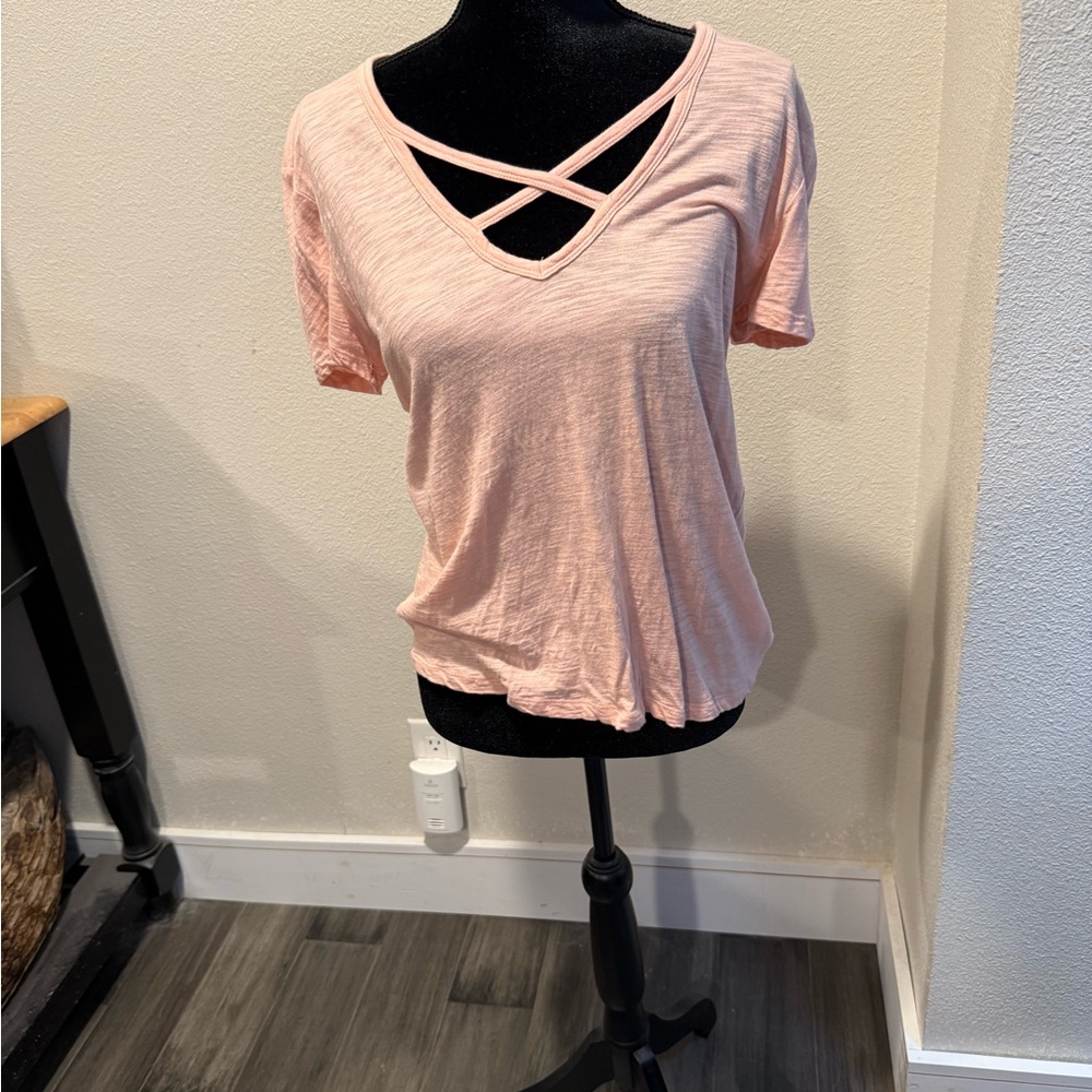 Pink V-Neck Women's Top